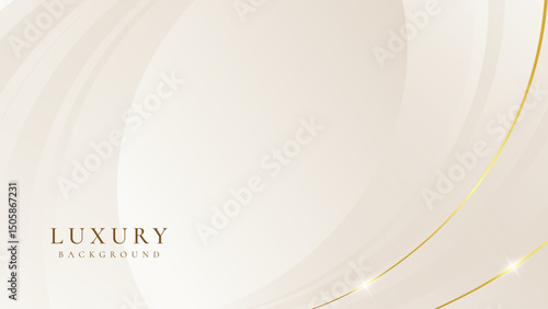 Luxury cream abstract background with golden lines. Elegant wave shapes for premium design, wedding invitation, business card, cosmetic branding, and stylish product packaging.