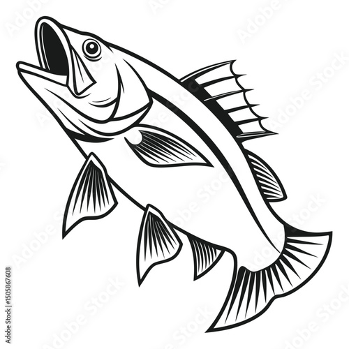Black and White Snook Fish Logo Design for Branding and Creative Projects