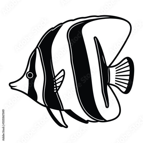 Simple Snook Fish Icon Linear Design for Fishing Seafood or Wildlife Projects