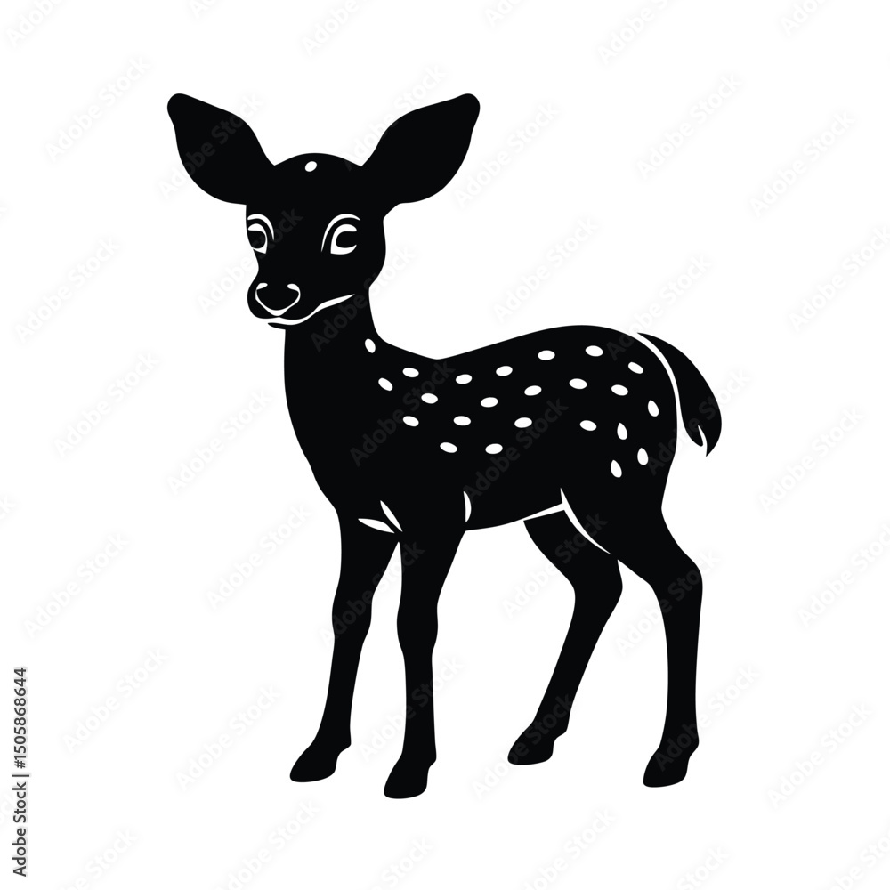 Fototapeta premium Deer Baby Vector Silhouette