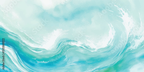 A peaceful abstract ocean painting in aqua, blue, and green watercolor tones. Great for wallpapers, branding, and digital design work.
