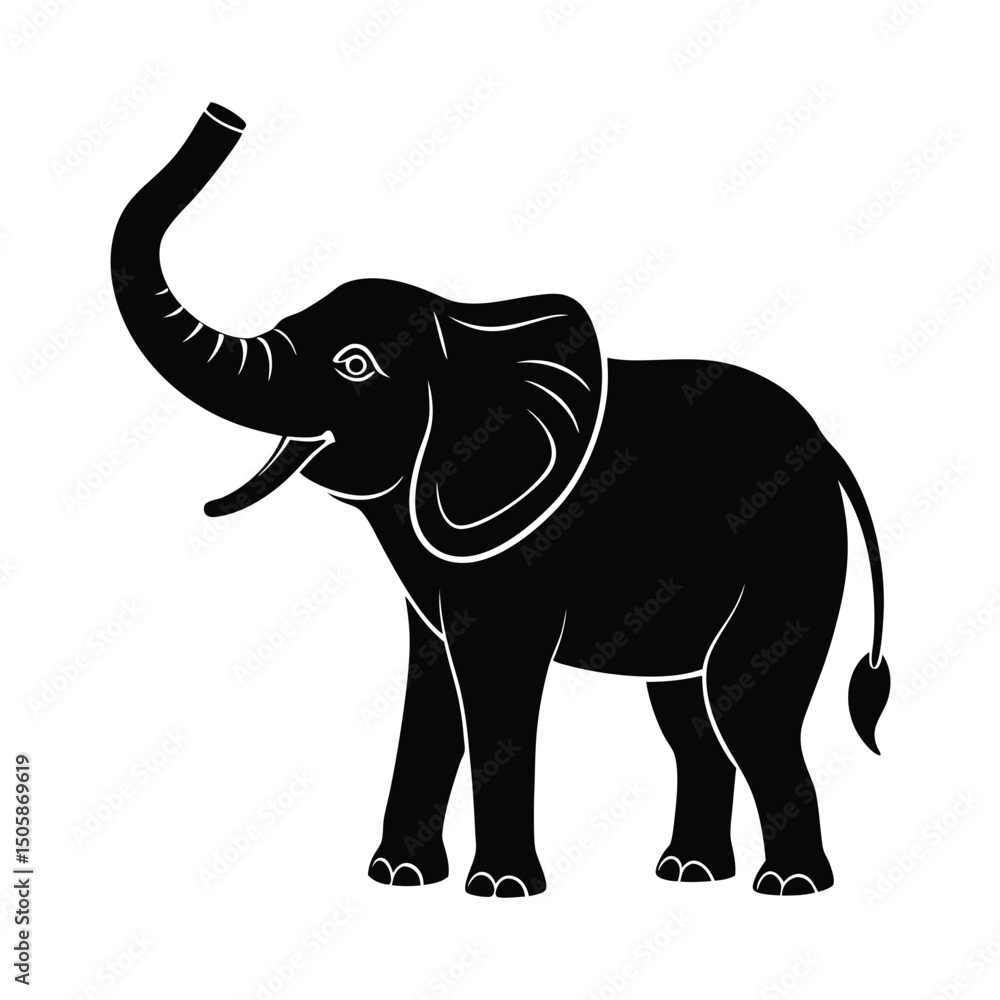 Fototapeta premium Elephant Trunk Up Vector Graphic