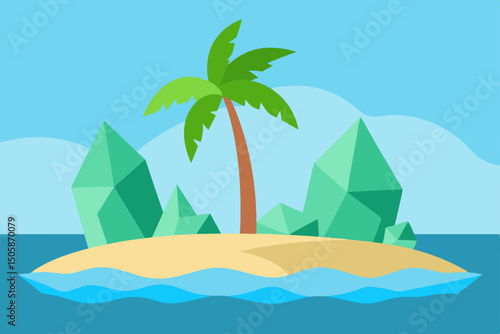 tropical island with palm trees