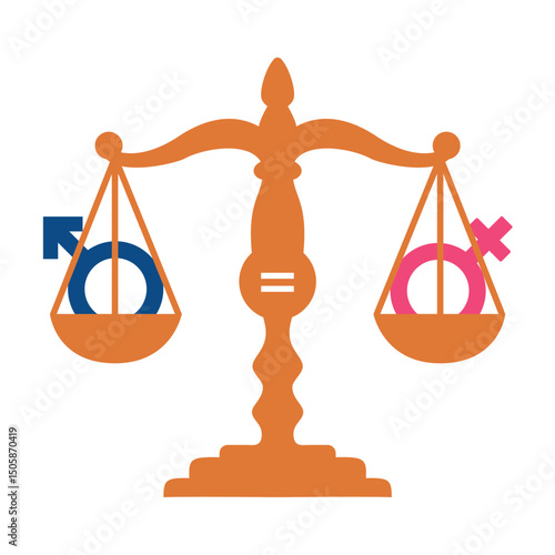 Gender equality scale, a visual representation of balanced rights and fairness between male and female genders, promoting social equity