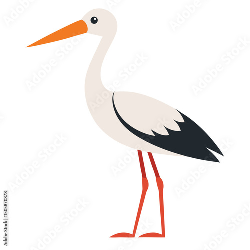 white stork on a white background