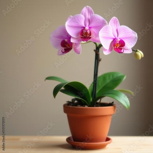 Wallpaper Mural Delicate pink orchid blooms in a terracotta pot , terracotta, floral, tropical Torontodigital.ca