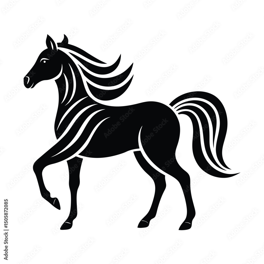 Horse Elegant Bold Vector Silhouette Horse Elegant Bold Vector Silhouette