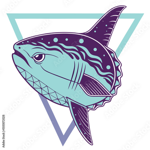 Iridescent Sunfish Vector Illustration with Oil Slick Style Colorful and Unique