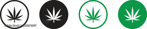 Cannabis Leaf Icon Set | Cannabis Leaves Vector Illustration Logo | Cannabis Leaf Icons Isolated Collection