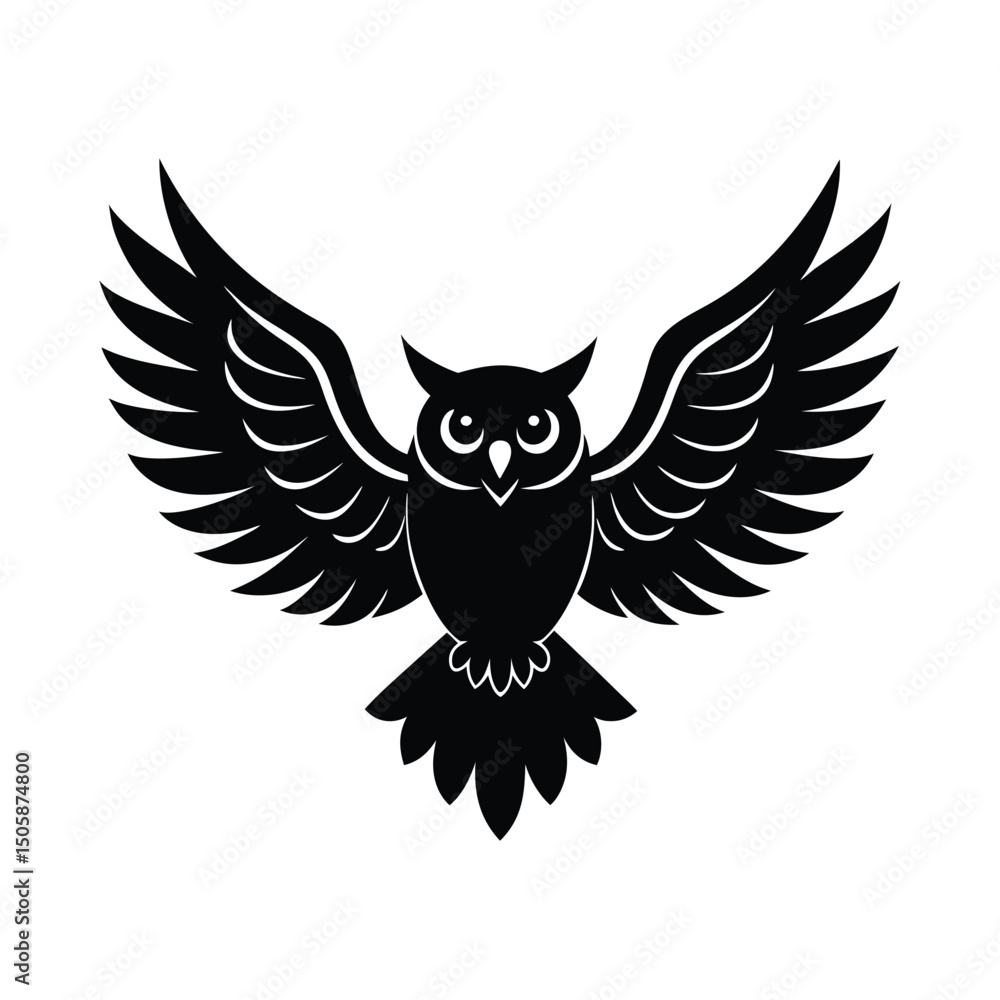 Obraz premium Owl Flying Forward Vector Graphic