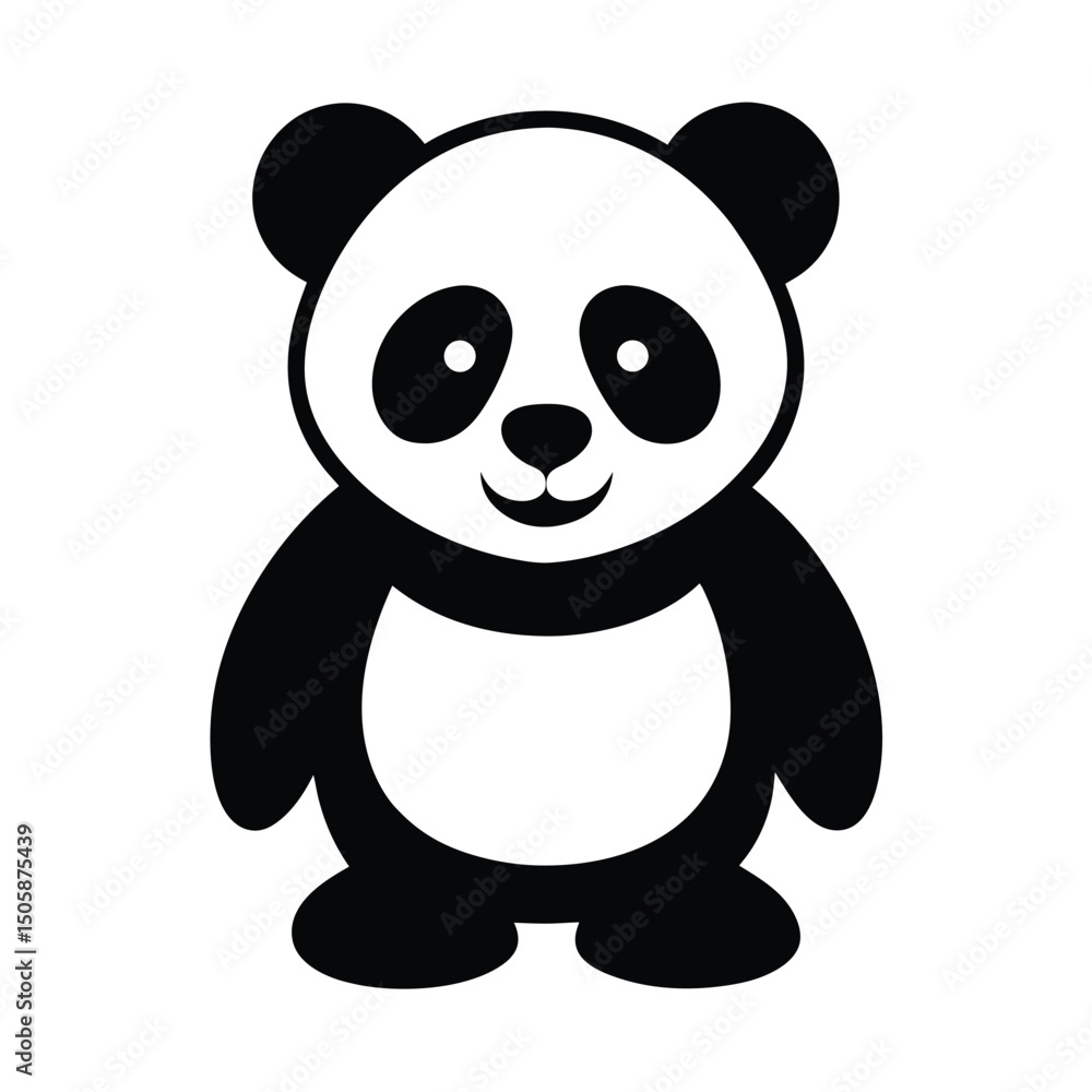 Fototapeta premium Panda Cute Clean Vector Silhouette Design