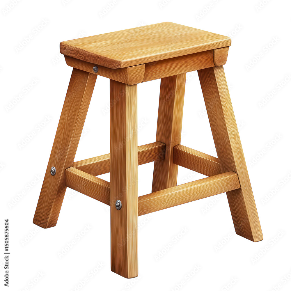 A rustic handmade wooden stool a symbol of simple living and practical on transparent background A rustic handmade wooden stool a symbol of simple living and practical on transparent background