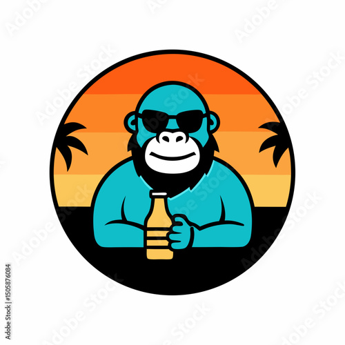 vector illustration of a gorilla with sunglasses