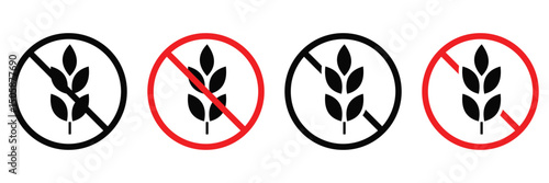 Gluten-Free Food Labels and No Wheat Icons – Dietary Allergy Vector Set
