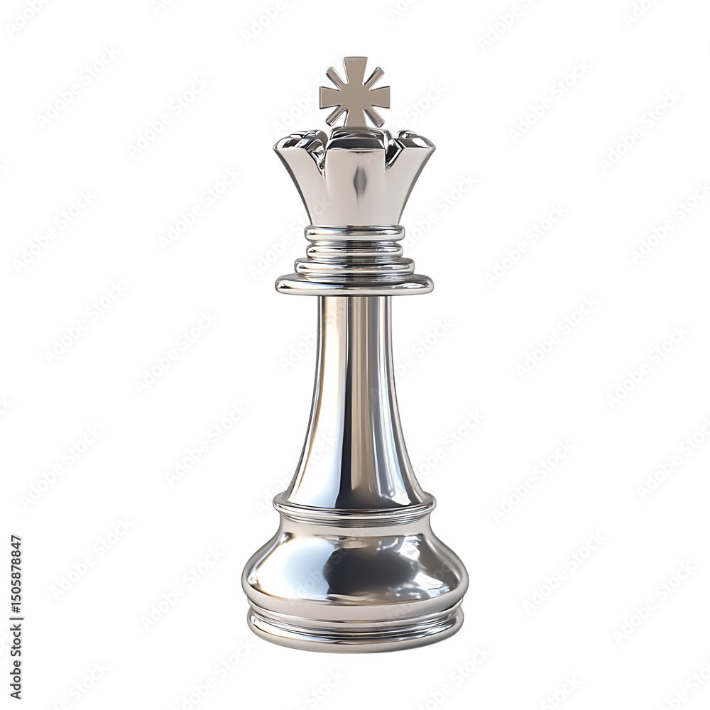 Silver Chess Queen 3D Render on transparent background Silver Chess Queen 3D Render on transparent background