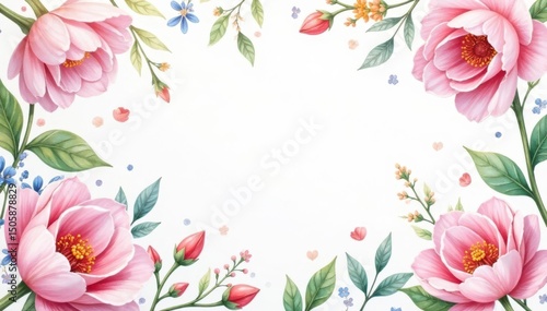 Delicate watercolor floral pattern on white background, surface, purple