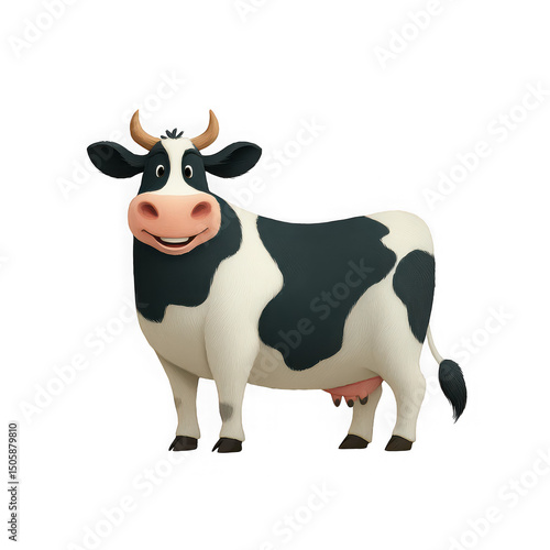 Happy cartoon cow illustration isolated on transparent background