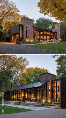 Modern Architecture Blends With Nature in a Beautifully Designed House at Dusk