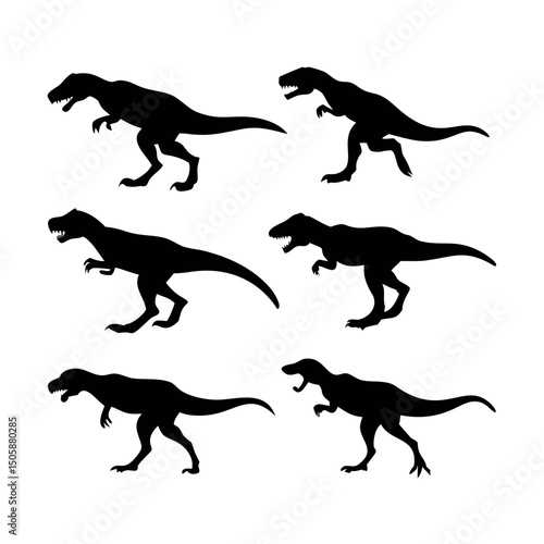 Set of Dinosaur Silhouettes – Prehistoric Vector Bundle with T-Rex, Triceratops, Brachiosaurus & More for Kids’ Crafts, Educational Resources, Wall Art, Stickers, and Jurassic-Themed Designs