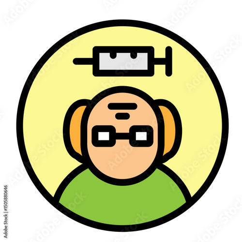 Elderly Vaccination Vector Filled Icon Design
