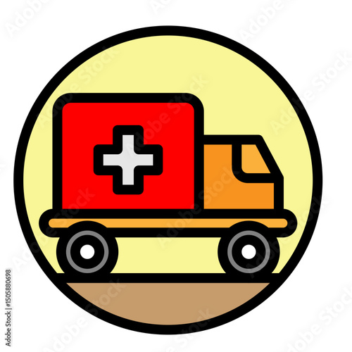 Mobile Vaccination Van Vector Filled Icon Design