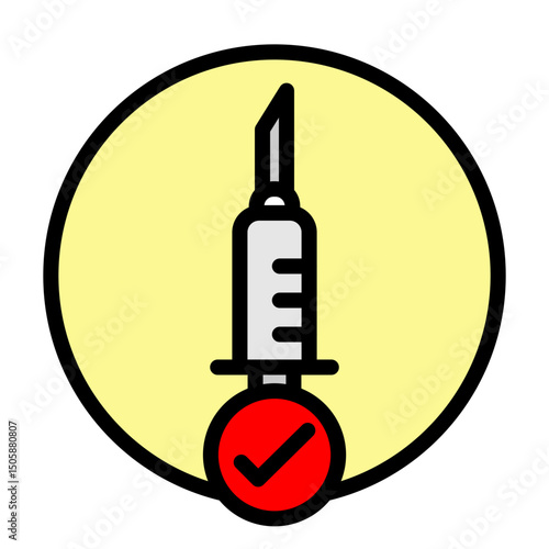 Vaccinated Badge Vector Filled Icon Design