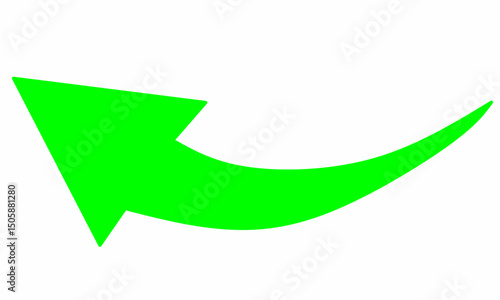 Wallpaper Mural Bright green curved arrow pointing left on a clean white background. Symbolizes return, reply, direction, or navigation. icons, infographics, websites, and user interface design. Torontodigital.ca