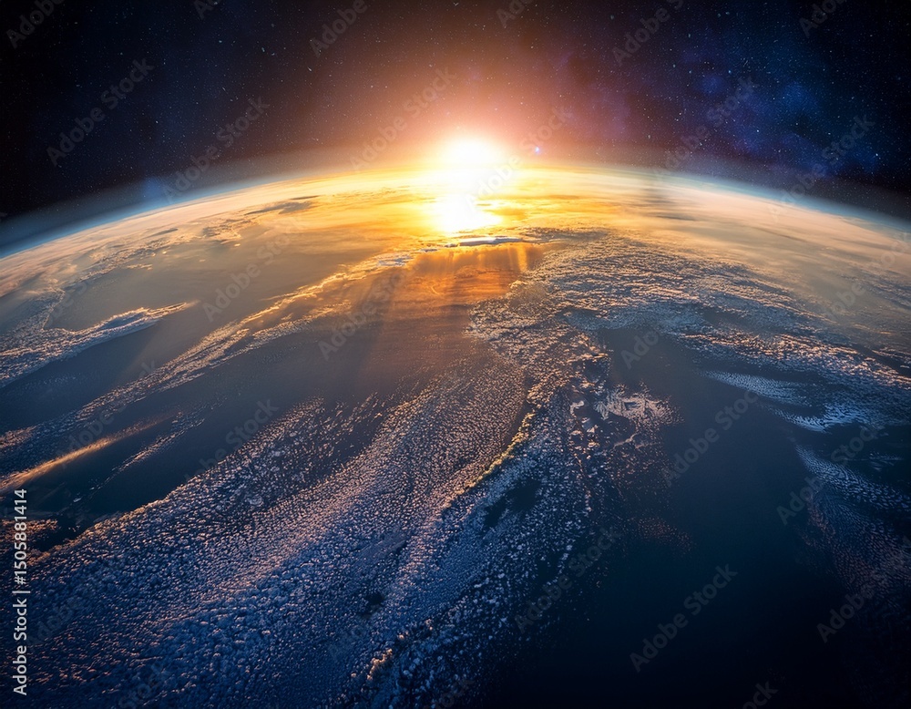 Naklejka premium stunning earth view from space at sunrise