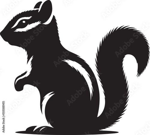 Detailed Chipmunk Silhouette Vector Illustration for Graphic Design and Creative Projects