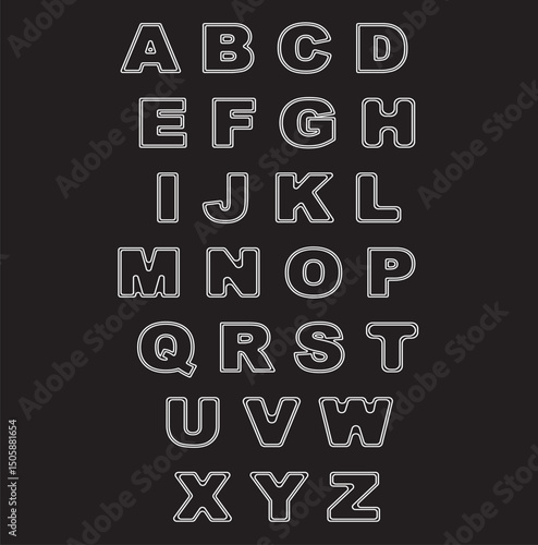 Black and white alphabet letters with chalk design on a school blackboard