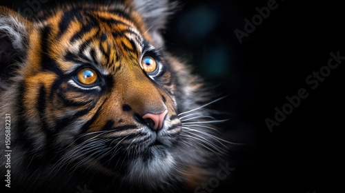 Close-up of a young tiger's face