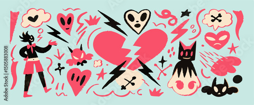 Broken Heart Illustration: Cartoon Characters & Emojis