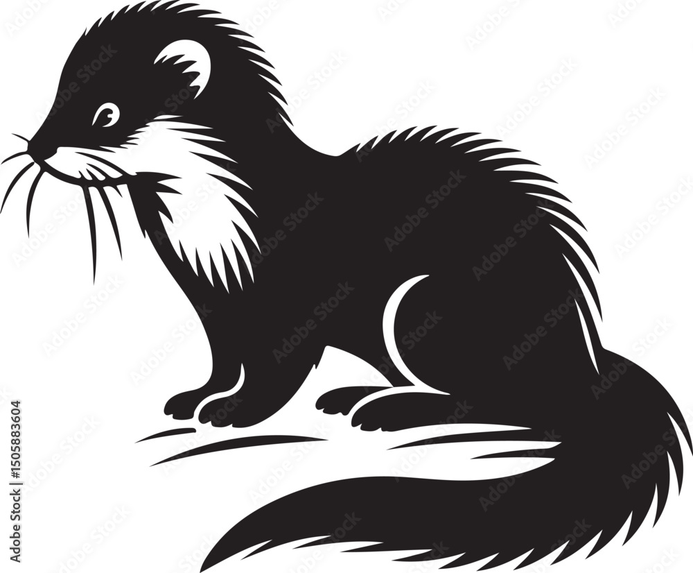 Obraz premium Elegant Mink Silhouette Vector Illustration for Graphic Design and Creative Projects
