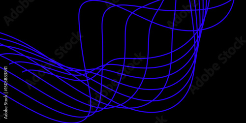 Abstract black background with a glowing abstract waves. Abstract wave element for design. Digital frequency track equalizer, Futuristic background design. Long exposure, Light painting photography.