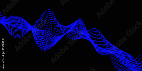 Abstract black background with a glowing abstract waves. Abstract wave element for design. Digital frequency track equalizer, Futuristic background design. Long exposure, Light painting photography.