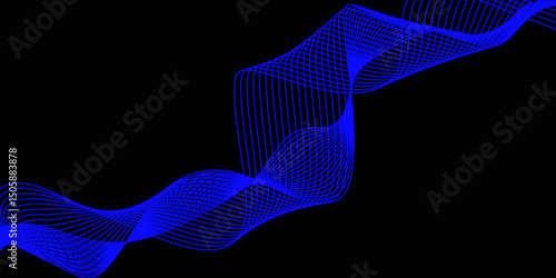 Abstract black background with a glowing abstract waves. Abstract wave element for design. Digital frequency track equalizer, Futuristic background design. Long exposure, Light painting photography.
