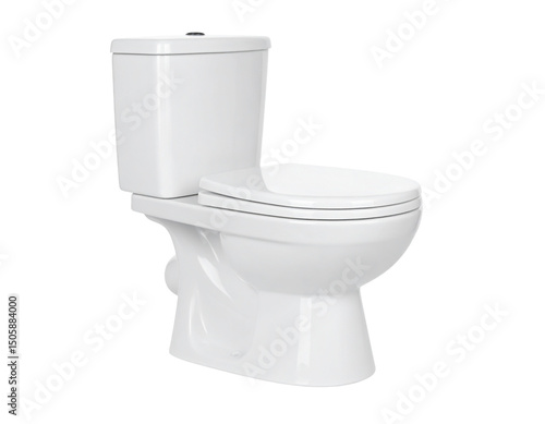 Modern White Toilet Bowl with Clip Path, Isolated in Bathroom Setting
