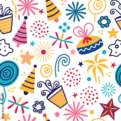 Festive Pattern with Party Decorations