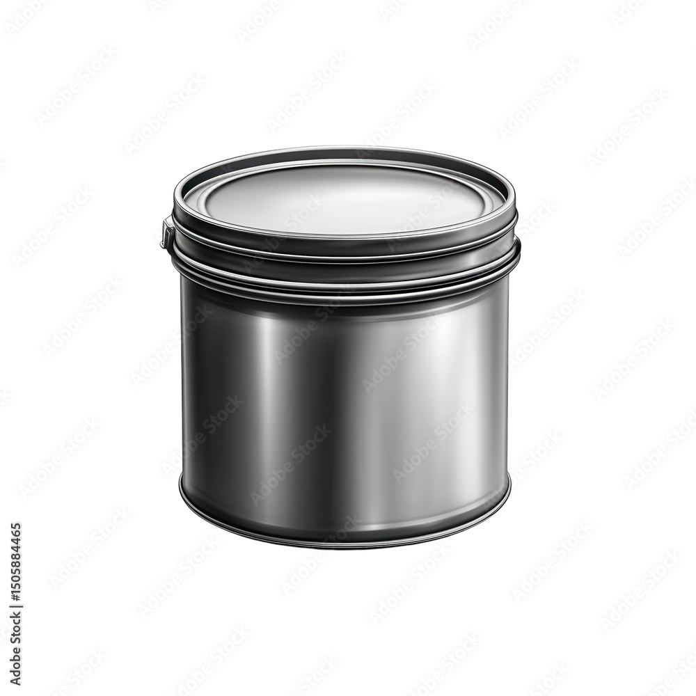 Freshly sealed silver metallic paint can waiting to unleash creativity in on transparent background Freshly sealed silver metallic paint can waiting to unleash creativity in on transparent background