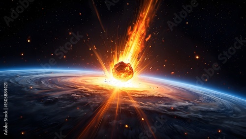 Asteroid Impact on Earth | Dramatic Space Collision Depicting Cosmic Catastrophe and Planetary Destruction