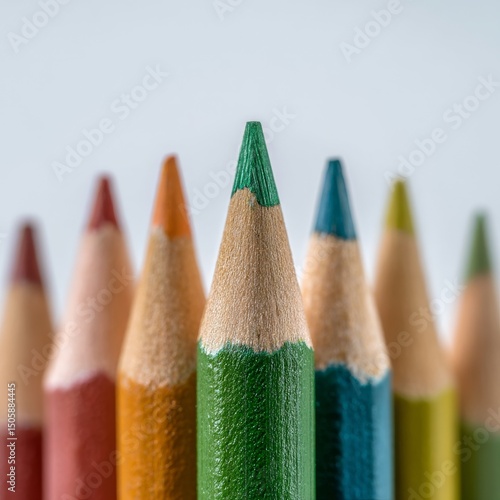 Colorful Pencil Tips Arranged in a Vibrant Display Against a Light Background