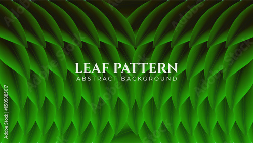 Layered green leaves with a dark-to-light gradient create a textured, organic background ideal for modern digital or print designs with a fresh, natural feel