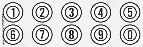 Number Bullet Point Colorful Markers 1 to 9. Vector stock illustration. simple bullet point number icon set with circle.