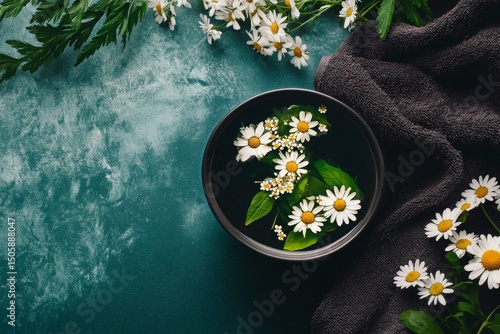 Floral Arrangement With Daisies in Bowl on Textured Surface During Daytime