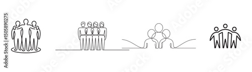 Simple Line Art Illustrations of Groups of People