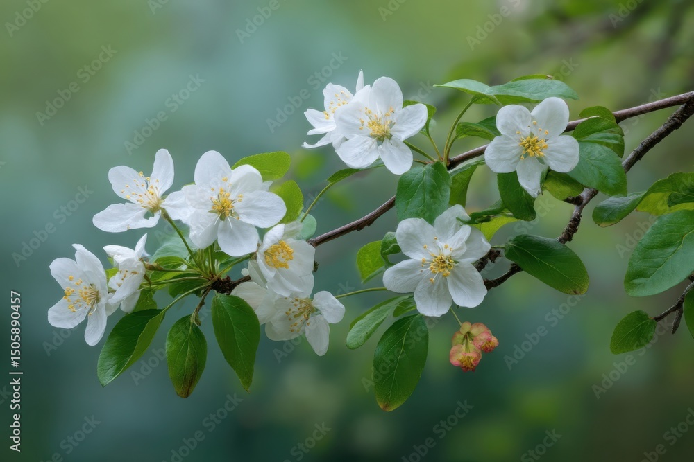 Fototapeta premium Apple blossoms on a branch on white background