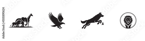 Silhouette Illustration of Diverse African Animals