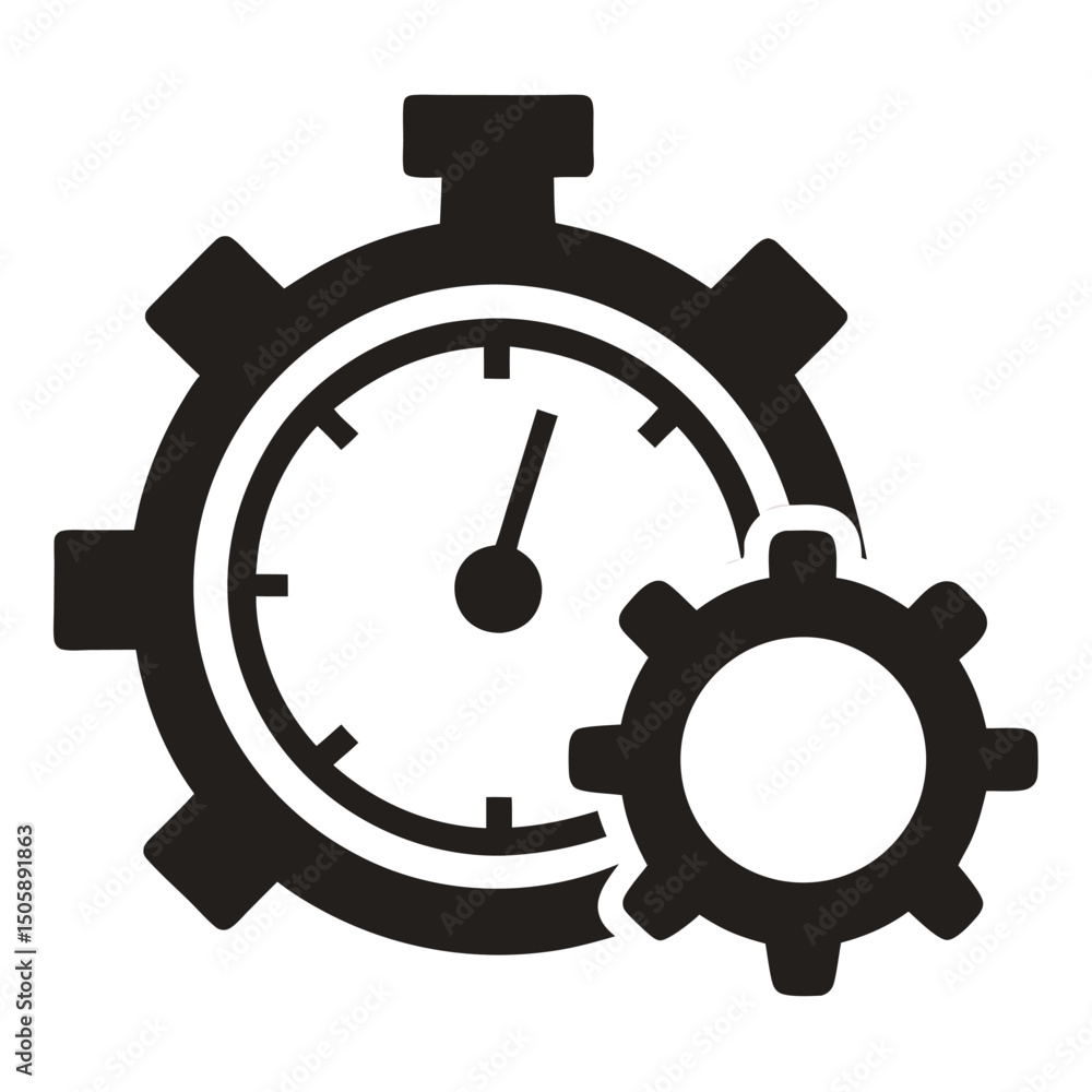 Gear and Stopwatch Illustration On White Background Gear and Stopwatch Illustration On White Background