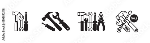 Simple black and white tools graphic design
