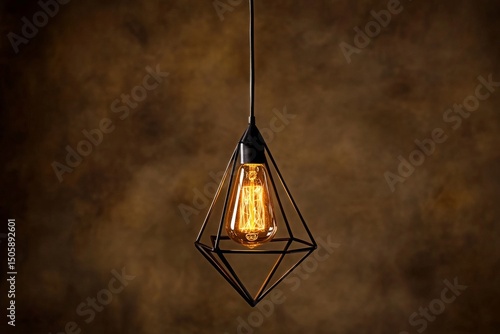 Modern Pendant Light Illuminating a Warm Indoor Space at Night
